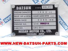  DATSUN ROADSTER SRL311 I.D. PLATE 