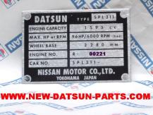  DATSUN ROADSTER SPL311 I.D. PLATE 