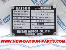  DATSUN ROADSTER SPL310 I.D. PLATE 