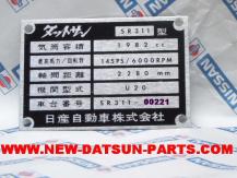  DATSUN ROADSTER I.D. PLATE 