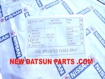 DATSUN PICKUP TRUCK FUSE BOX COVER  
